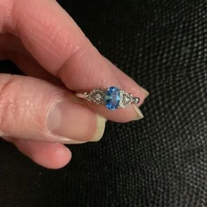 NWOT! 14kt WG Genuine Blue Topaz and Diamond Ring.